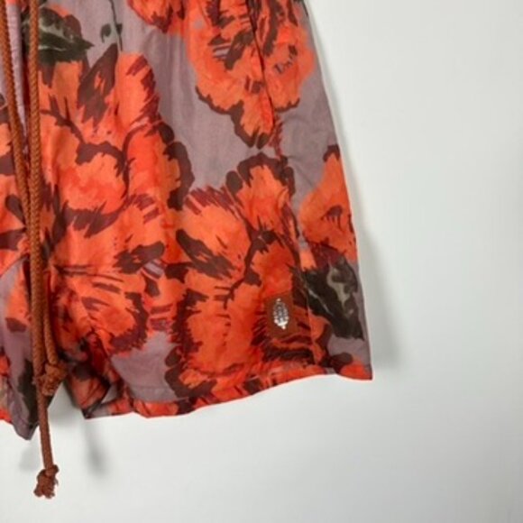 Free People Movement Orange Floral Print Bermuda Short Medium - Picture 4 of 10